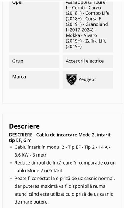 Cablu incarcare priza 220V 3,6 kw