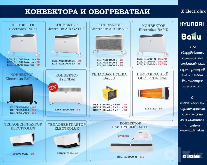 конвектора и обогреватели