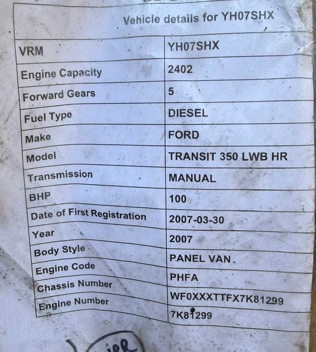двигатель 2.4диз Форд Транзит (задний привод) в полном навесе