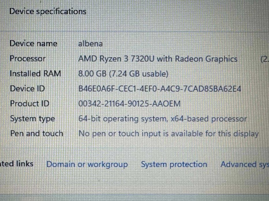 Лаптоп HP 15-FC0006NU, 15,6" AMD Ryzen 3 7320U, RAM 8GB, SSD 512GB