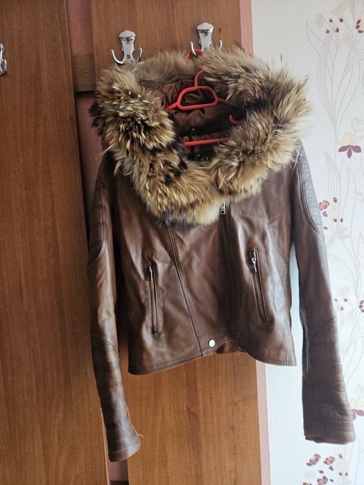 Geaca din piele naturala maro, marimea S