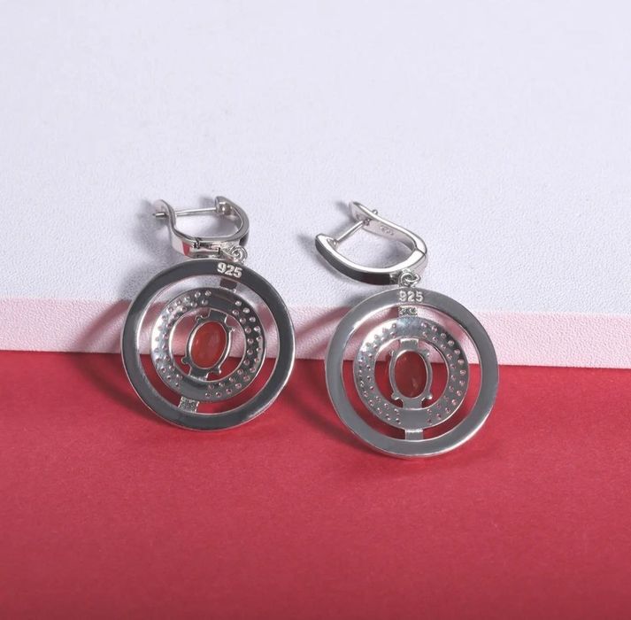 Натуральный агат серьги серебро Серьги крупные 
Серебро 925 родировано