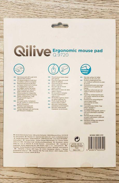Mouse pad ergonomic QILIVE Q9720, material textil, negru - NOU