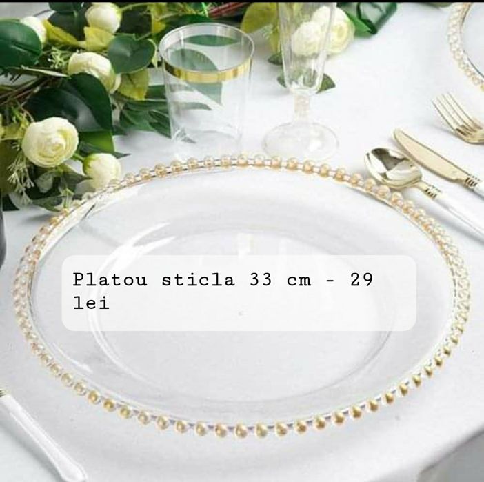 Firma vinde minim 100 buc.platouri suport decor - sticla 33 cm