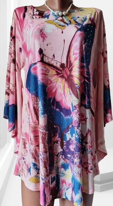 Bluza poncho, multicolora, L