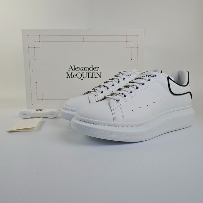 Adidasi Alexander Mcqueen Exposy custom albi-negri piele naturala