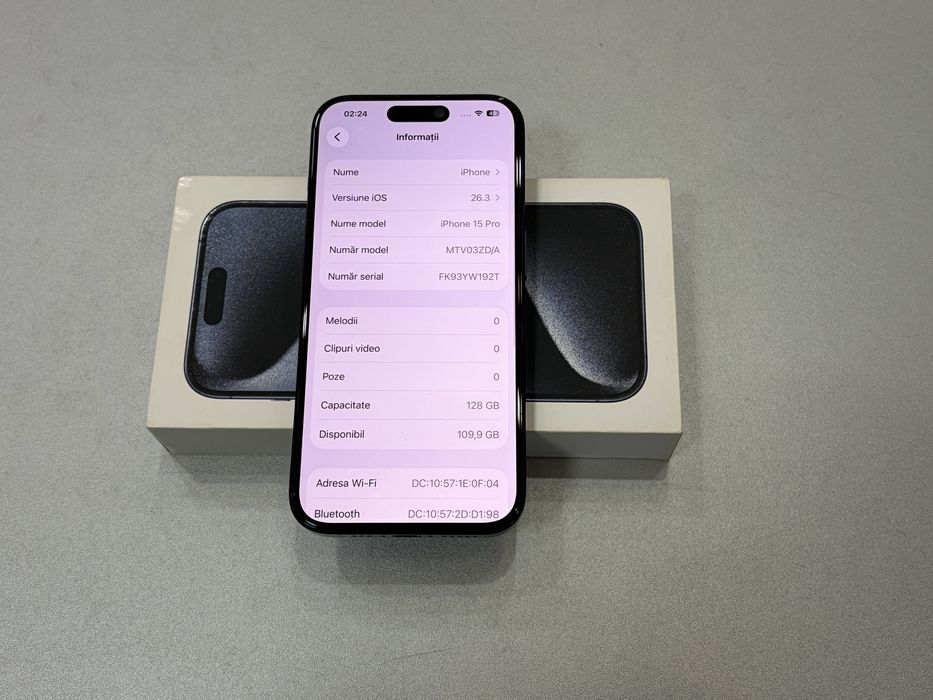 Iphone 15 Pro, 128 gb, Blue Titanium, la cutie