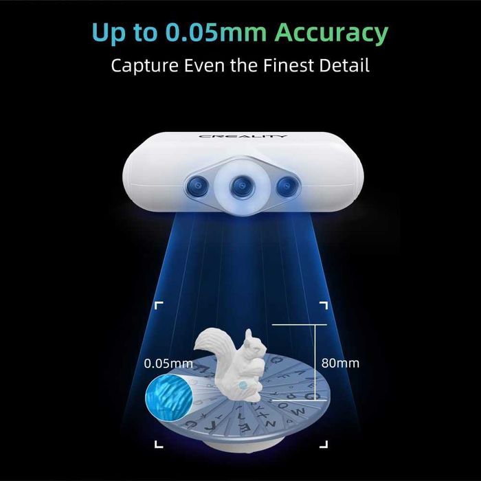 Creality CR Scan Lizard 3D скенер Premium Kit, точност 0.05 мм и скорост на сканиране 10 FPS, 3D скенер за 3D печат
