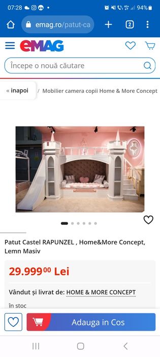 Pat copii tip castel cu topogan