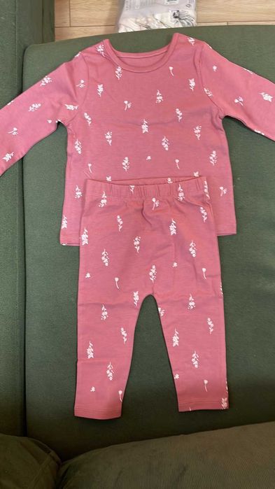 Детски комплект за момиче, панталон и блузка за бебе,100% памук,5цвята