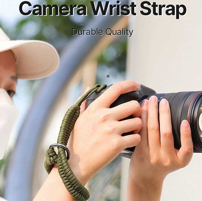 Ремък за фотоапарат – camera hand strap, черен/зелен