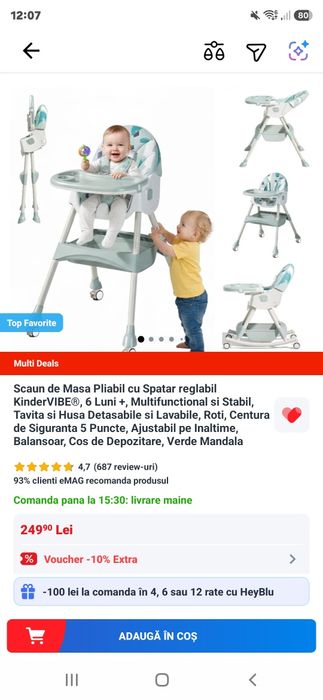 Scaun bebe , ca Nou, folosit de 2 ori