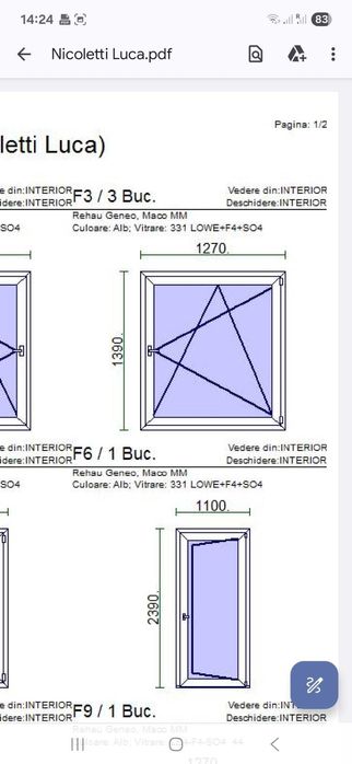 Geamuri termopan profil REHAU Germania - GENEO 6 camere 1390x1270