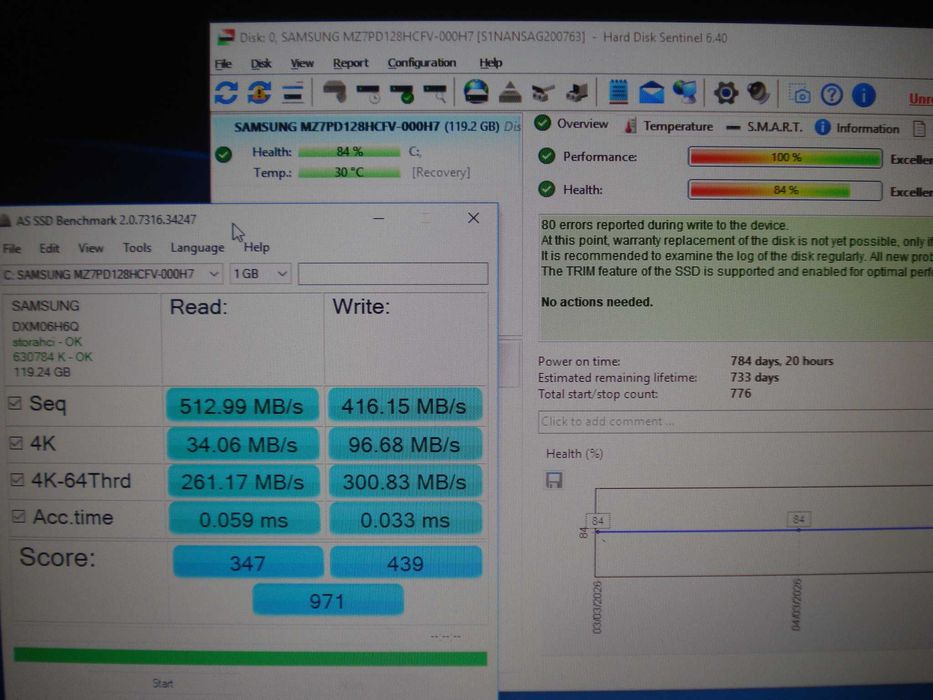SSD Samsung 128gb sata 6gb/s 2.5" testat