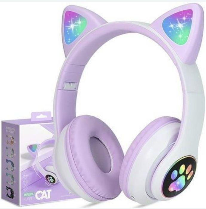 Беспроводные Наушники с ушками оригин cat ear Bluetooth Доставка есть!