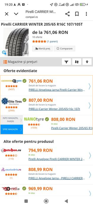 2 anvelope   205/65 R16C  iarnă Pirelli Carrier Winter noi