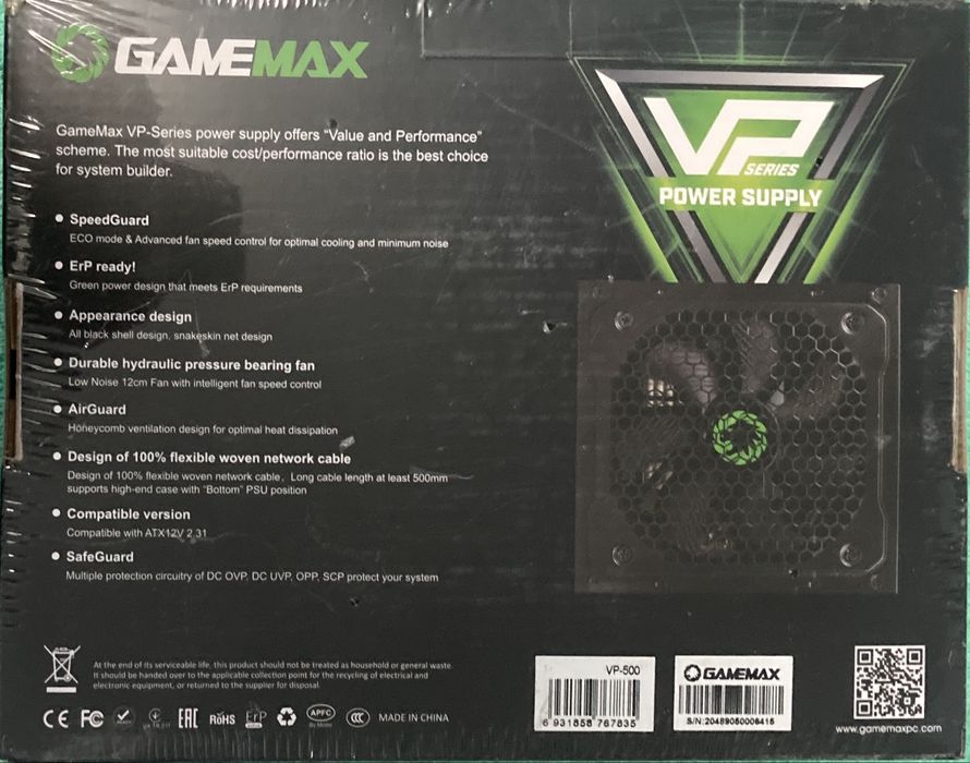 Блок питания GAMEMAX VP-SERIES 500W