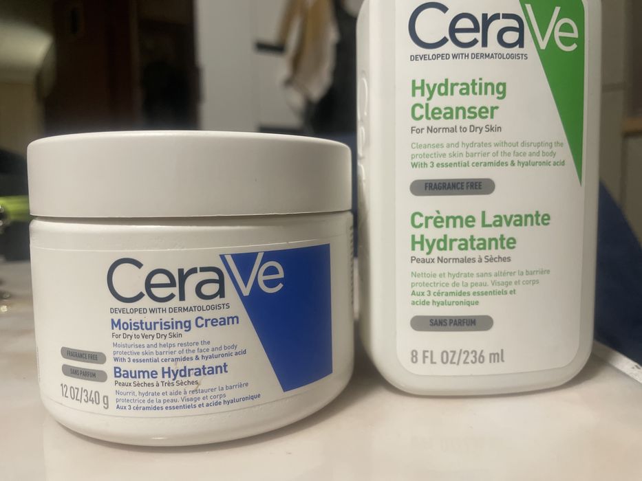 Комплект CeraVe Hydrating Cleanser (236 ml) и Moisturising Cream (340 g) – НОВИ