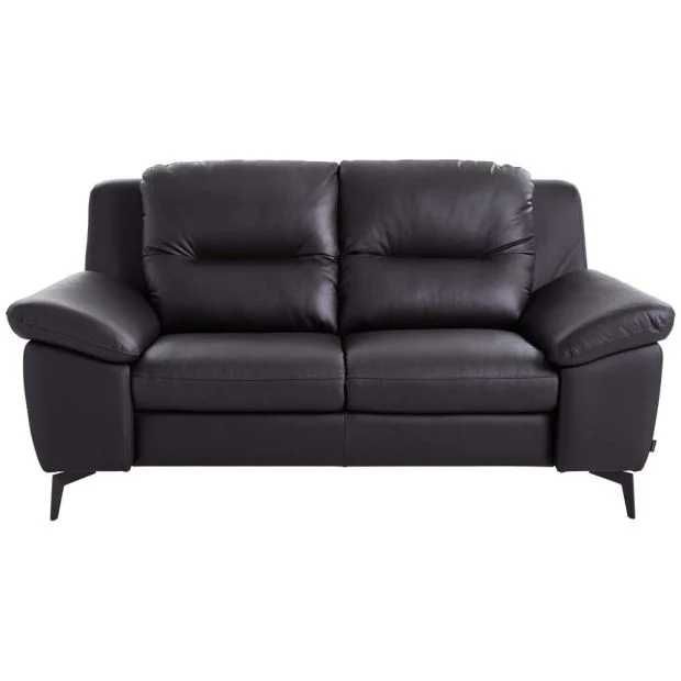 Комплект от триместен и двуместен диван от кафява естествена кожа