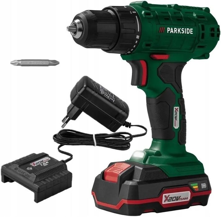 Bormașină Parkside + acumulator 2Ah + încărcător