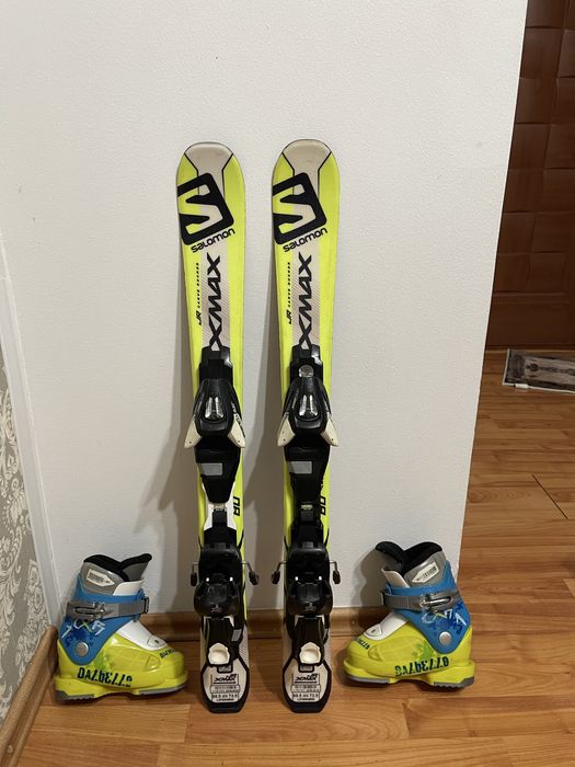 Schiuri copii 80 cm salomon cu clapari set skiuri