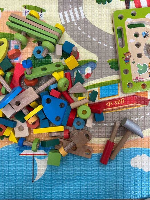 Деревянный конструктор, детский набор строителя