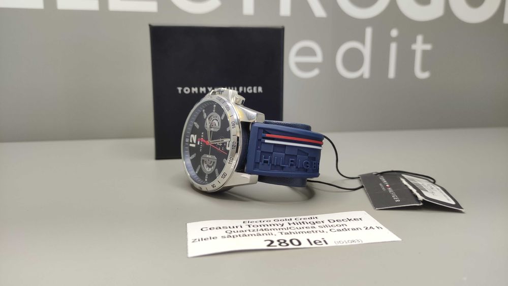 Ceas Tommy Hilfiger Decker Quartz/46mm/Silicon/Geam Mineral/Cutie/Nou!