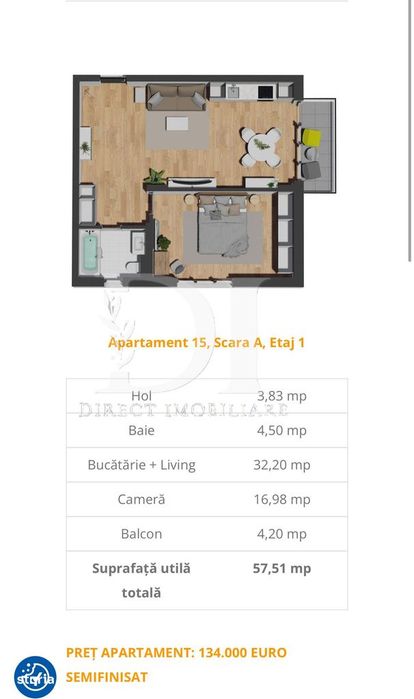 Apartament etaj intermediar / Zona Vivo