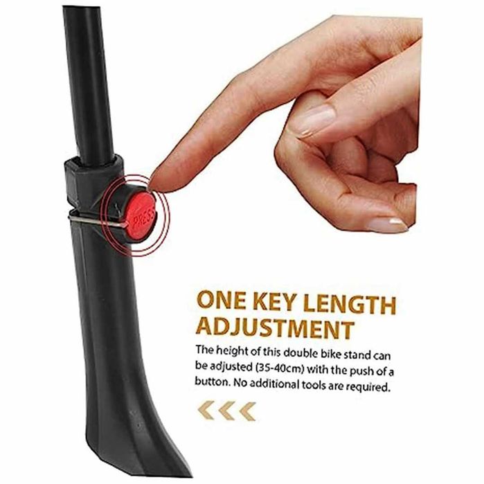 Двойна централна стойка за велосипед WAG, Степенка, Регулилуема, Черна