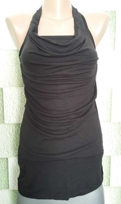 Set topuri negru gri cu bretele falduri stil gogosar bufant din bumbac