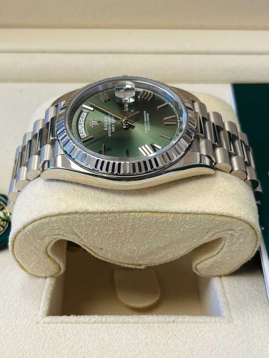 rolex day-date 40mm сребристо/зелено