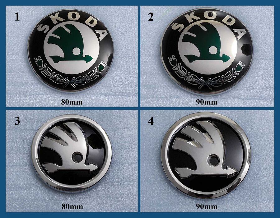 Embleme Skoda pentru capota / portbagaj cu logo 80 / 90mm