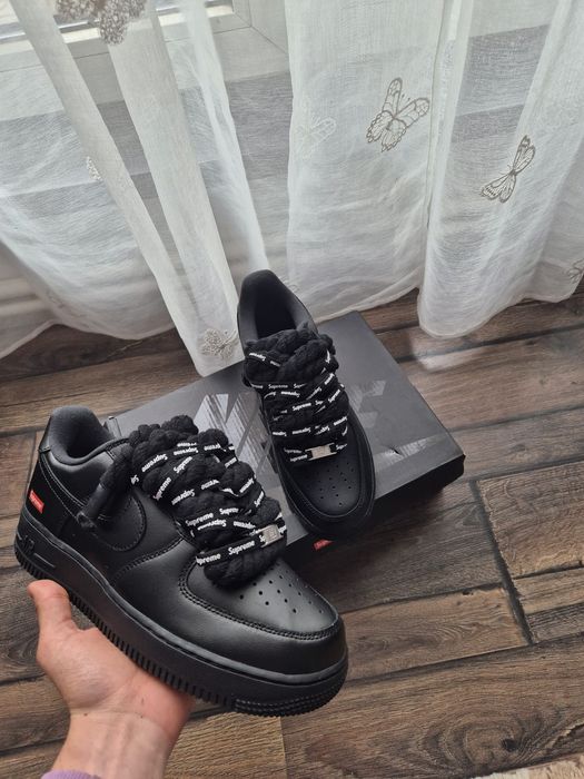 Nike Air Force 1 Low x Supreme Black – Custom Rope Laces – Mărimea 39