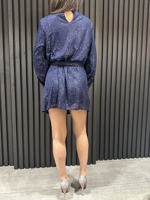 Блестяща парти рокля с пайети – Тъмносиня