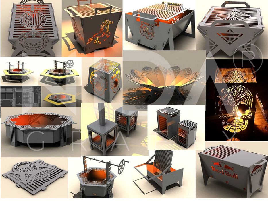 129 Proiecte DXF Gratare gradina pliabile, cuptoare pizza, afumatoare