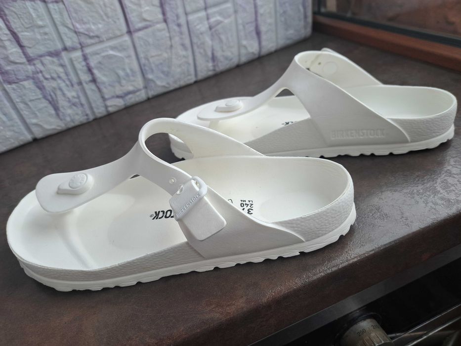 дамски чехли,Birkenstock,летни отворени обувки,бели джапанки,37