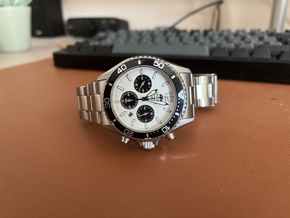 Ceas Orient Chronograf Quartz Model Panda, Geam Safir