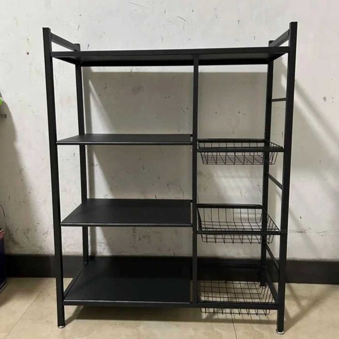 Металлическая кухонная полка для хранения, многослойная, передвижная