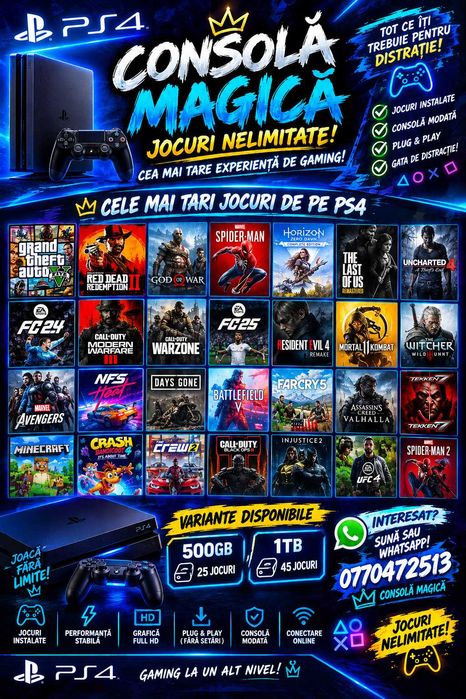 Consola Magica Mai Bun ca PS5 Playstation 4 Slim 1Tb Modat
