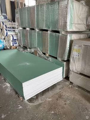 Гипсокартон стеновой потолочный влагостойкий 9.5мм 12.5мм