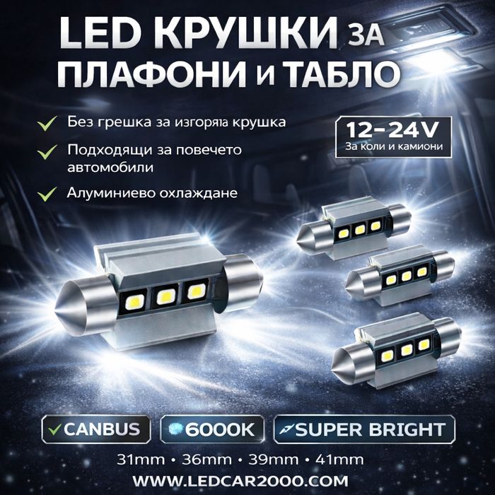 Лед крушки Led Chip Osram C5W C10W CANBUS