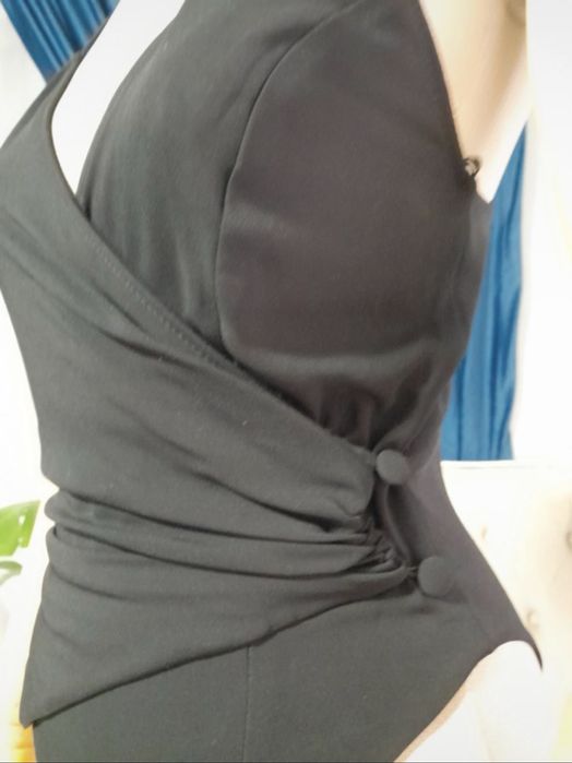 Body Zara negru asimetric din vascoza mărimea XS