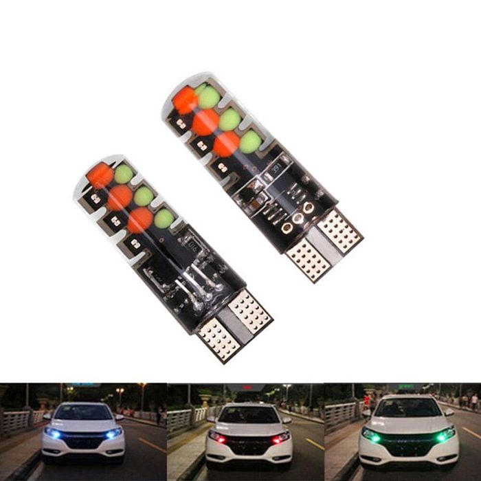 Rgb многоцветни габаритни лед диодни крушки тип 5w5 - т10 12v ...