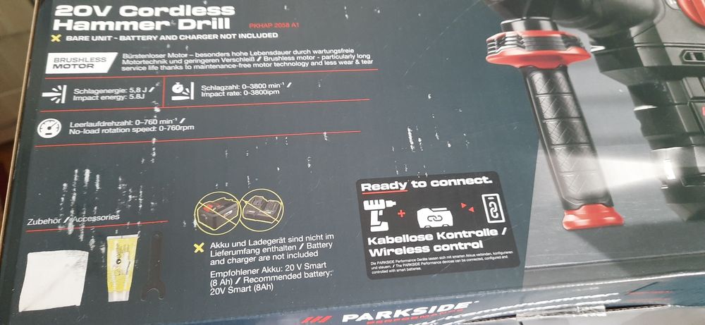 Rotopercutor 20v/5.8 j parkside performance