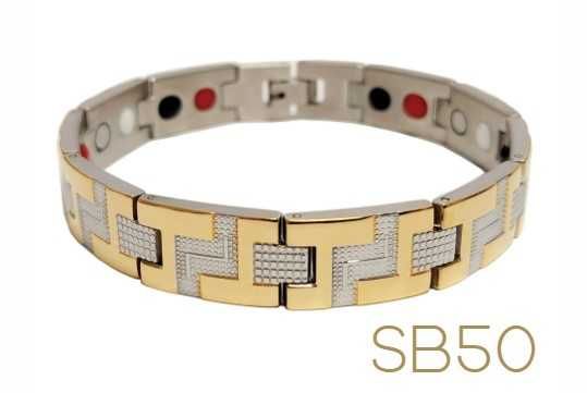 Стилна мъжка гривна с магнити, германий, турмалин и инфраред