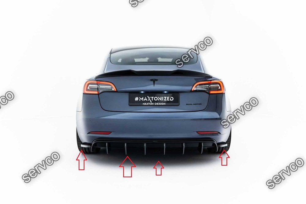 Pachet Set Splitter Exterior Lip Prelungiri Body kit tuning Tesla Model 3 2017-2023 v4 - Maxton Design