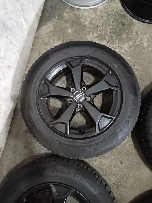 Set jante aliaj prindere 5x112 et 38 cu anvelope iarna 215/65/17 audi vw skoda Seat