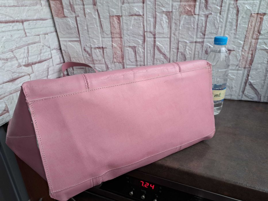 дамска чанта,розова кожена торба-естествена кожа