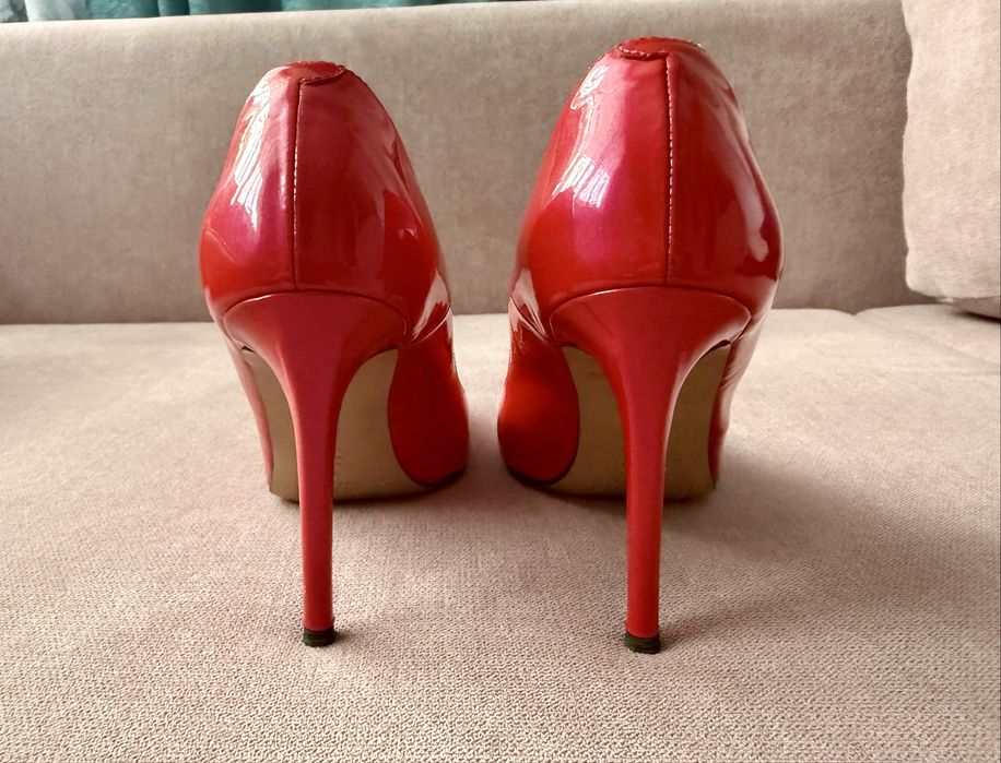 Pantofi Stiletto Rosii din Piele Naturala Lacuita Musette 38