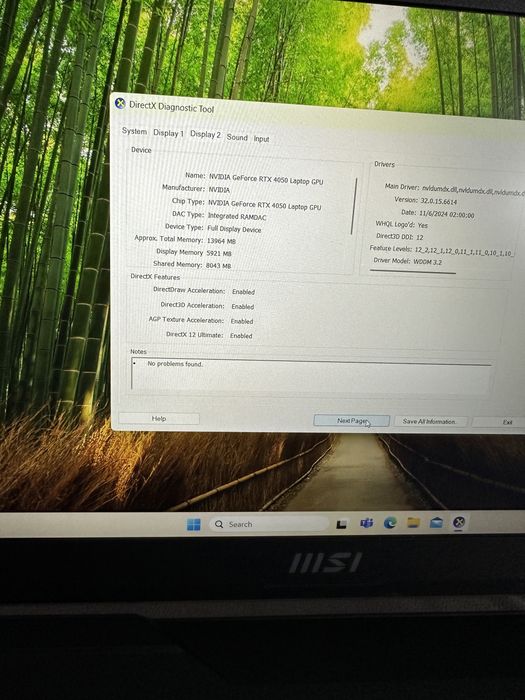 Laptop Gaming MSI , RTX 4050 , I5 12450h , DDR5